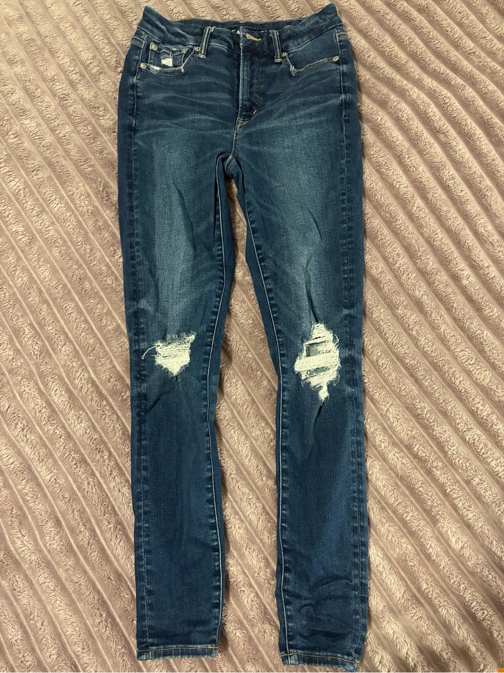 American Eagle Outfitters Dark Blue The Luxe Ripped Skinny Jeans